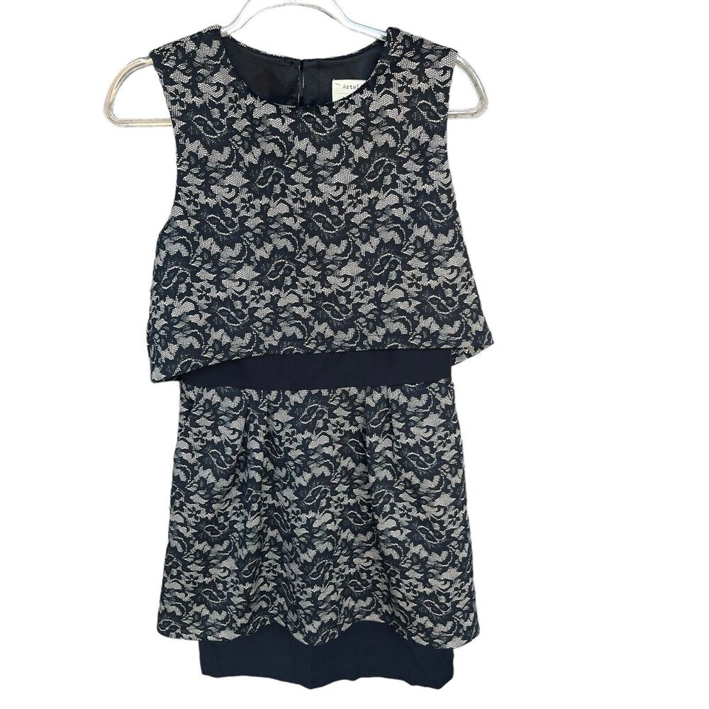 Artelier Nicole Miller Dress Womens 10 Black Lace Layered Cut Out Whimsigoth